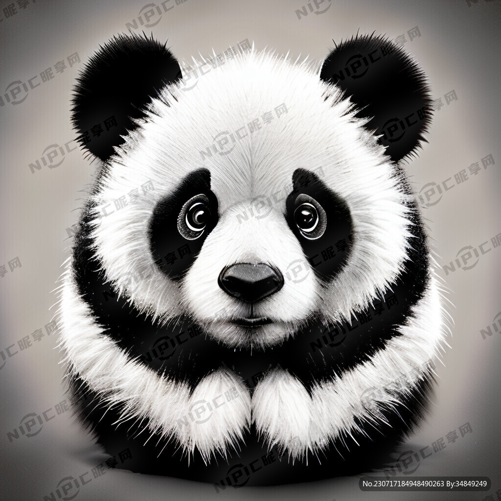 熊猫身体圆滚滚黑白相间的皮毛亮