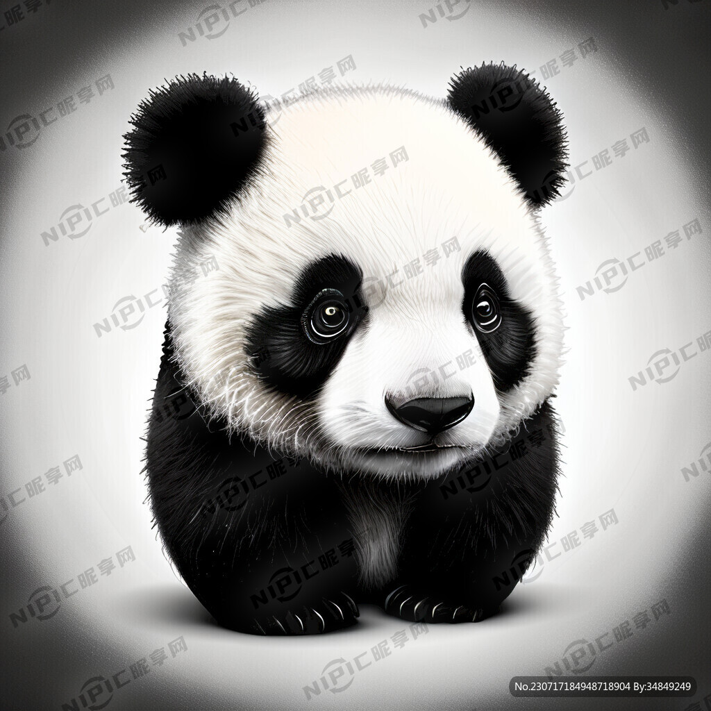 熊猫身体圆滚滚黑白相间的皮毛亮