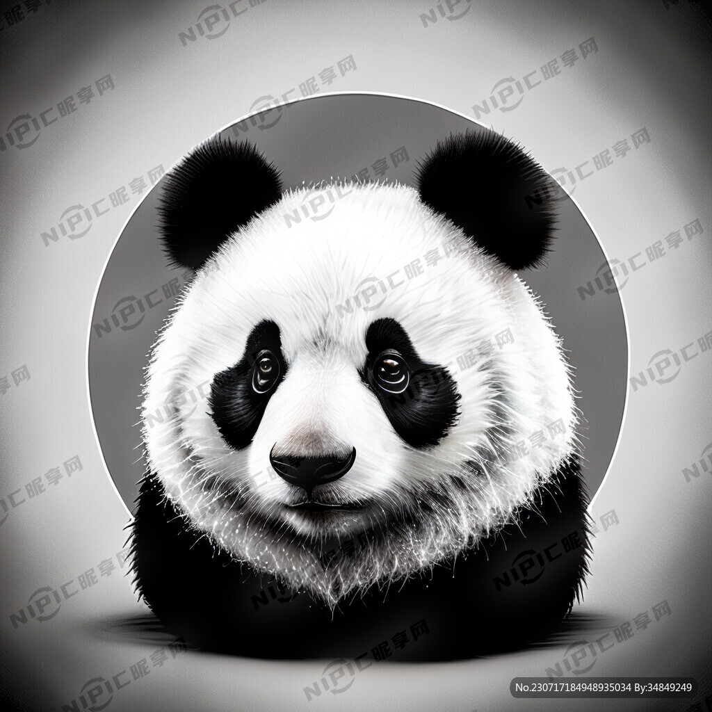 熊猫身体圆滚滚黑白相间的皮毛亮