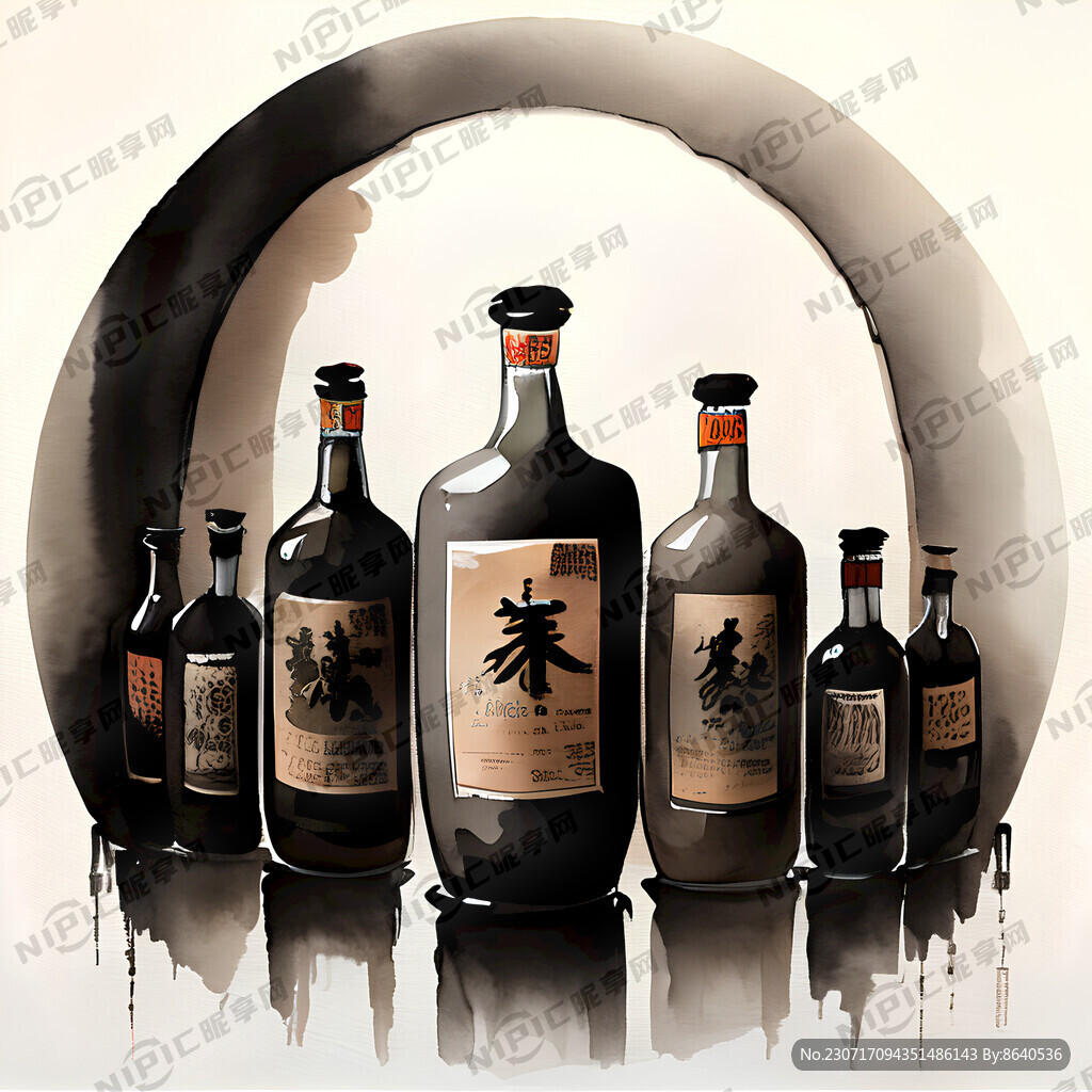 一排排中式酒坛在酒窖里