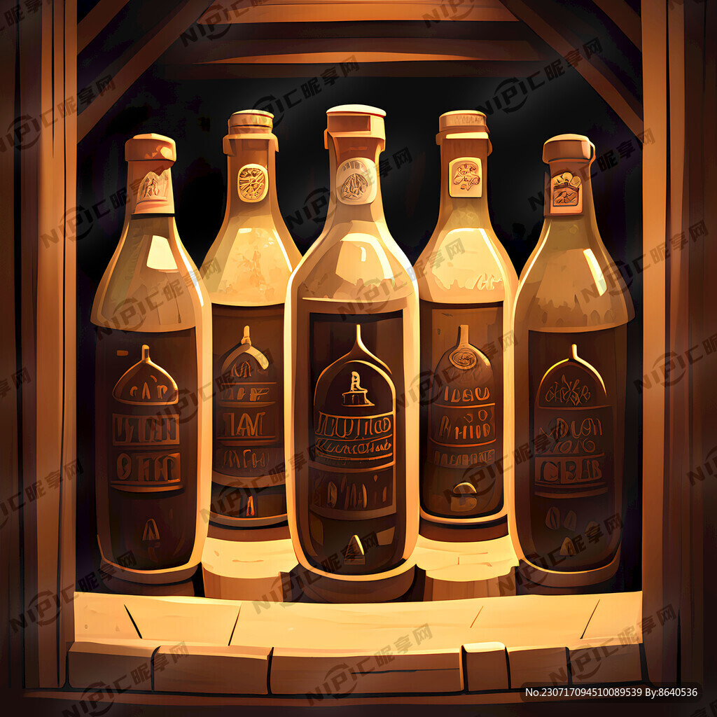 一排排老酒坛在酒窖里