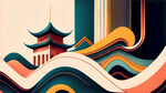 抽象，建筑设计，几何线条，彩色，波点