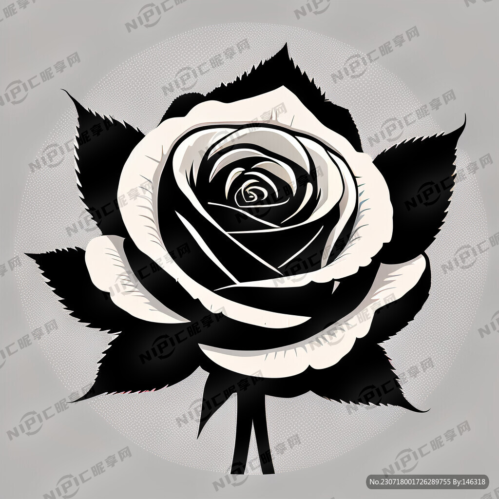 简单玫瑰图形矢量单色