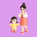 3D亲子人物 