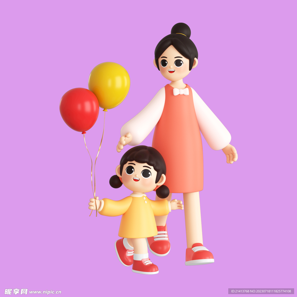 3D亲子人物 