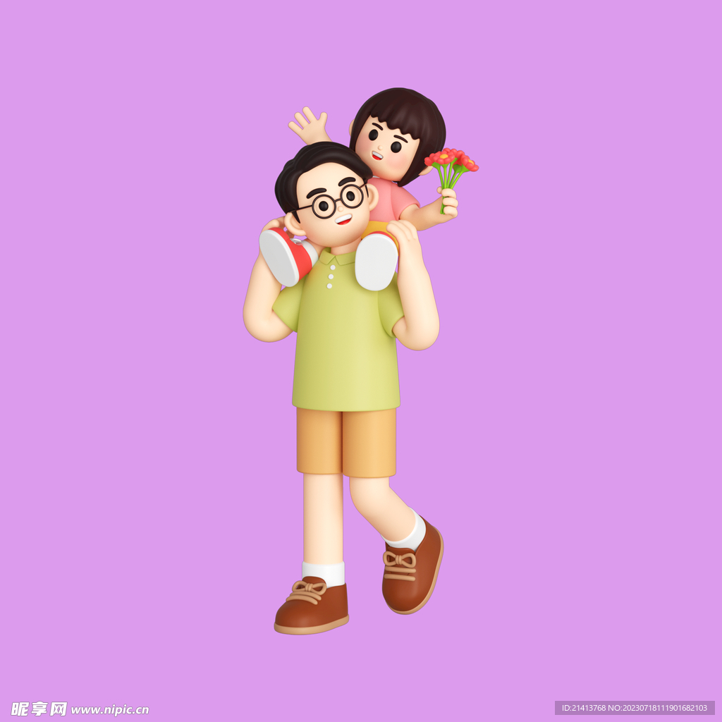 3D亲子人物 