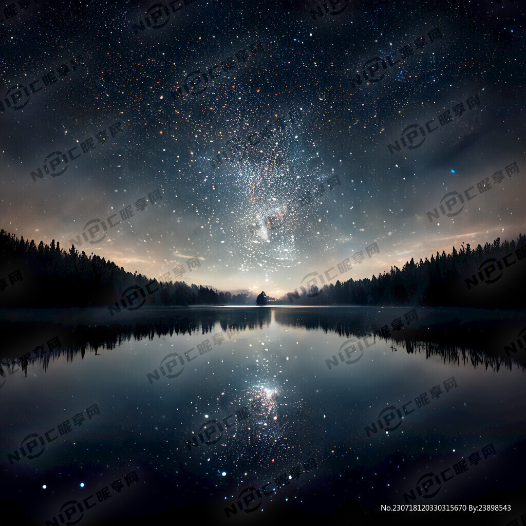 黑暗 星空 湖泊 倒影