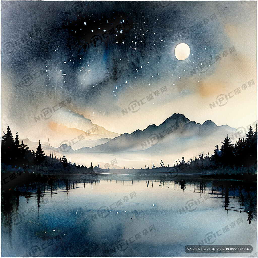 黑暗 星空 湖泊 倒影