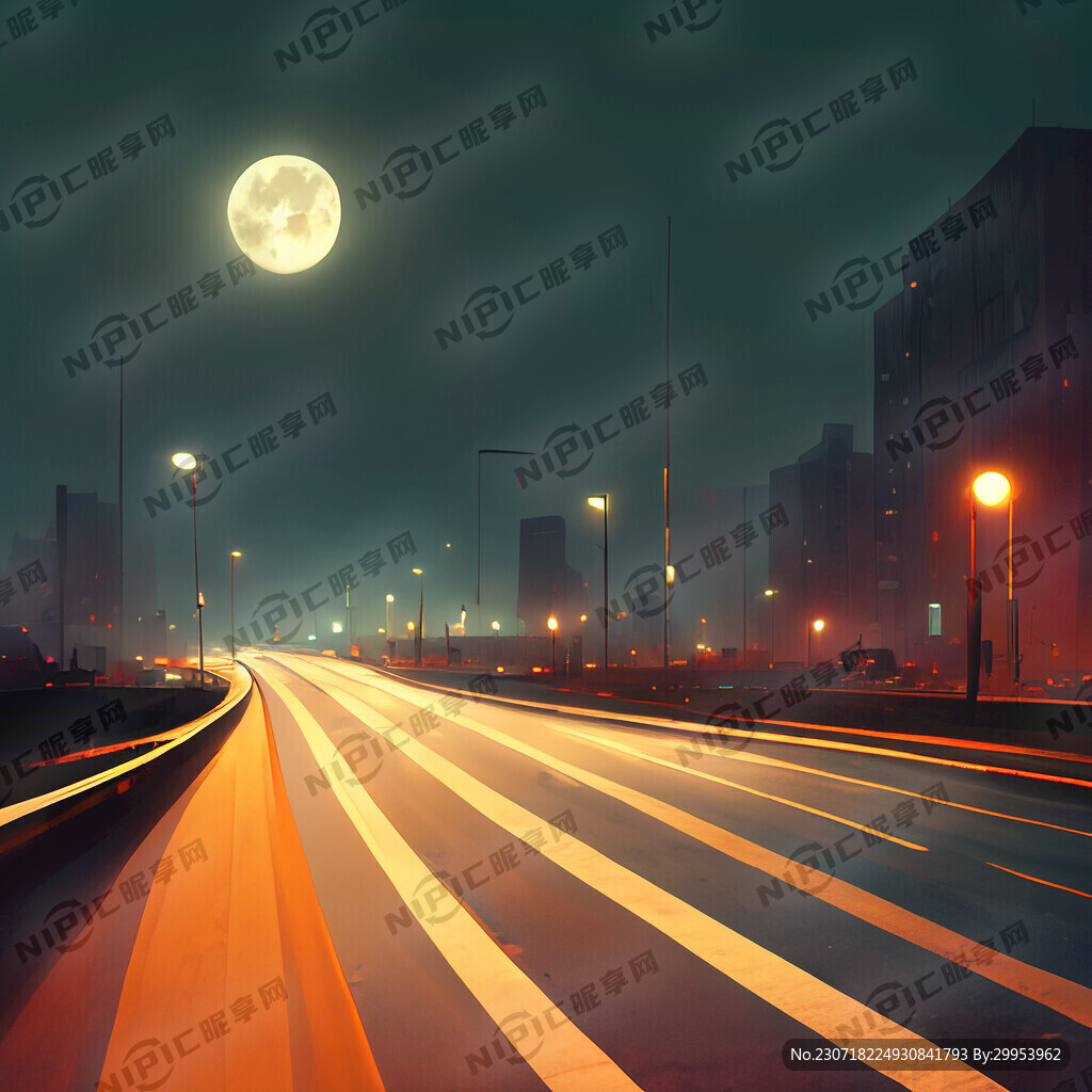 道路 城市 灯光 月光