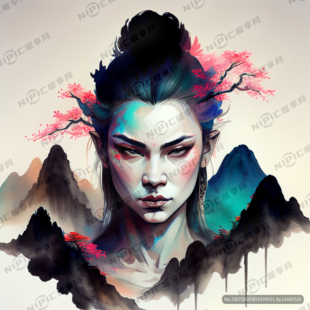 一半神一半魔 结合体 半身像