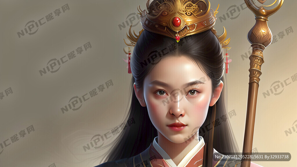 女生 戴王冠 拿权杖
