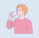 卡通喝水人物