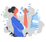 卡通喝水