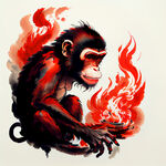 主题猴子，龙跟猴六合，预示吉祥，九离子火运，要有龙，背景红色