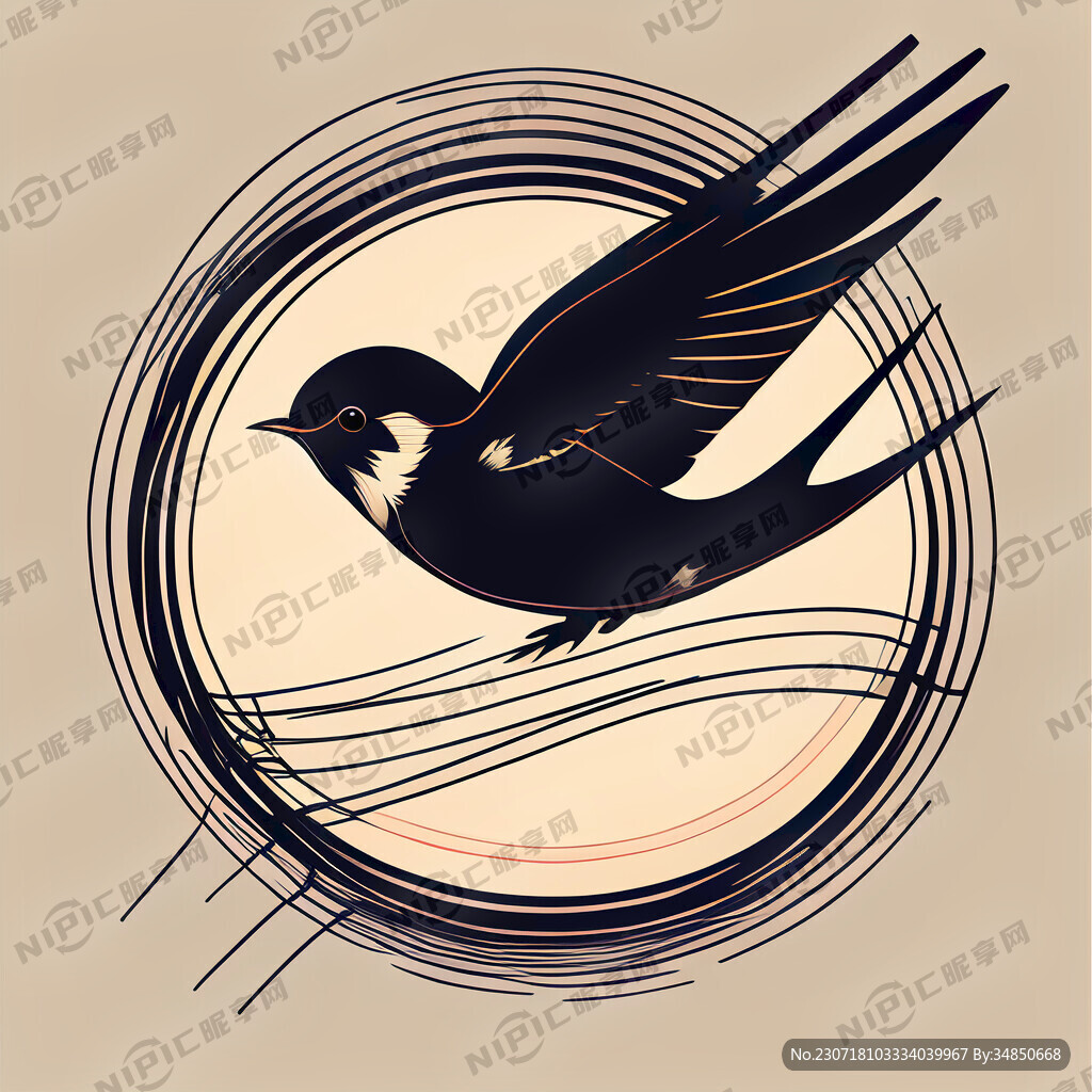 起飞的小燕子 矢量图 有线条