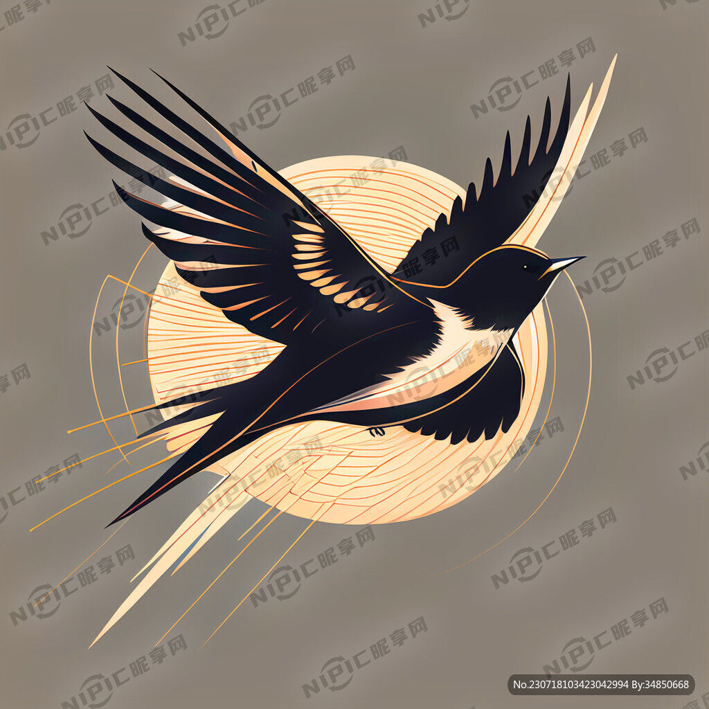 起飞的小燕子 矢量图 有线条