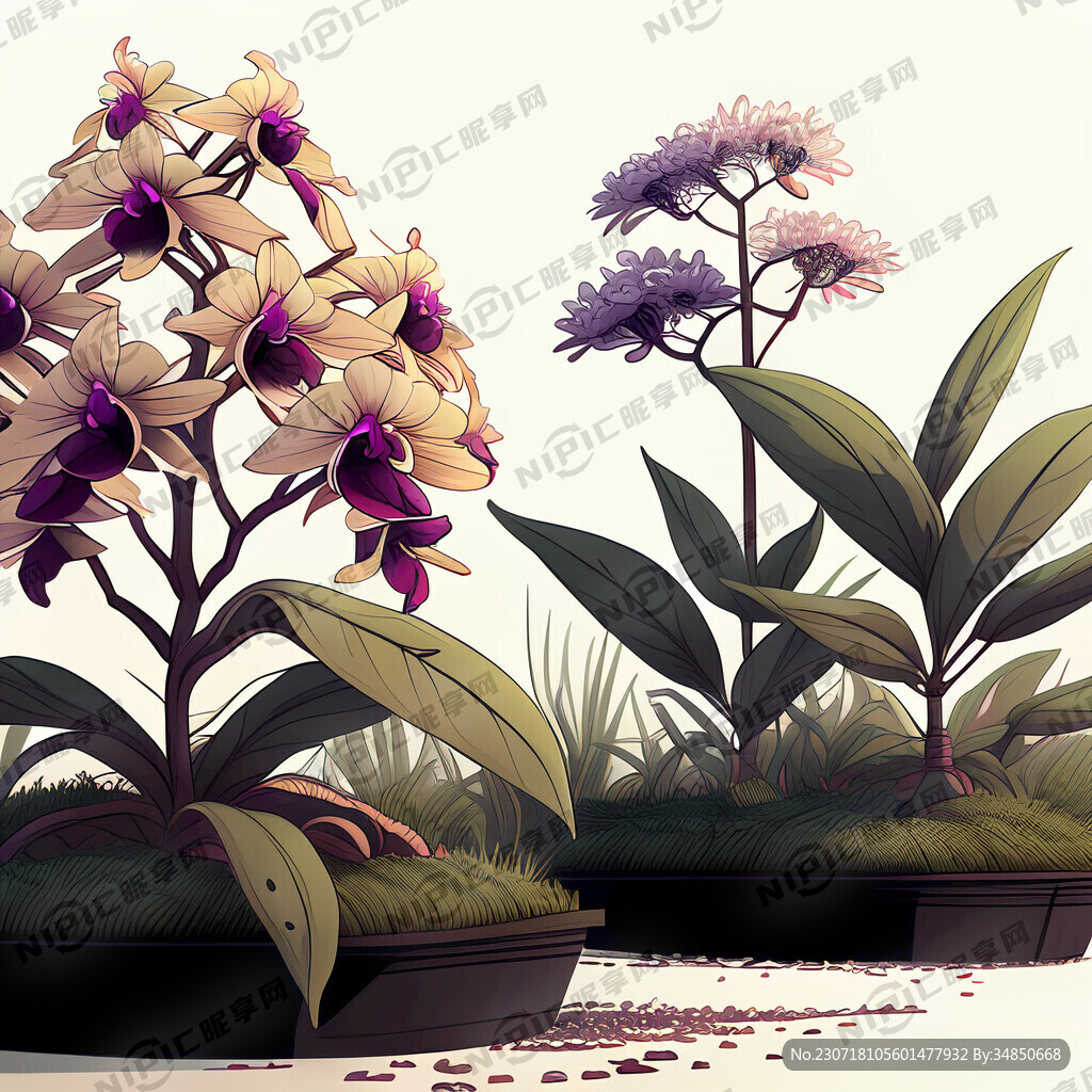 石斛种植场景线条 有设计感