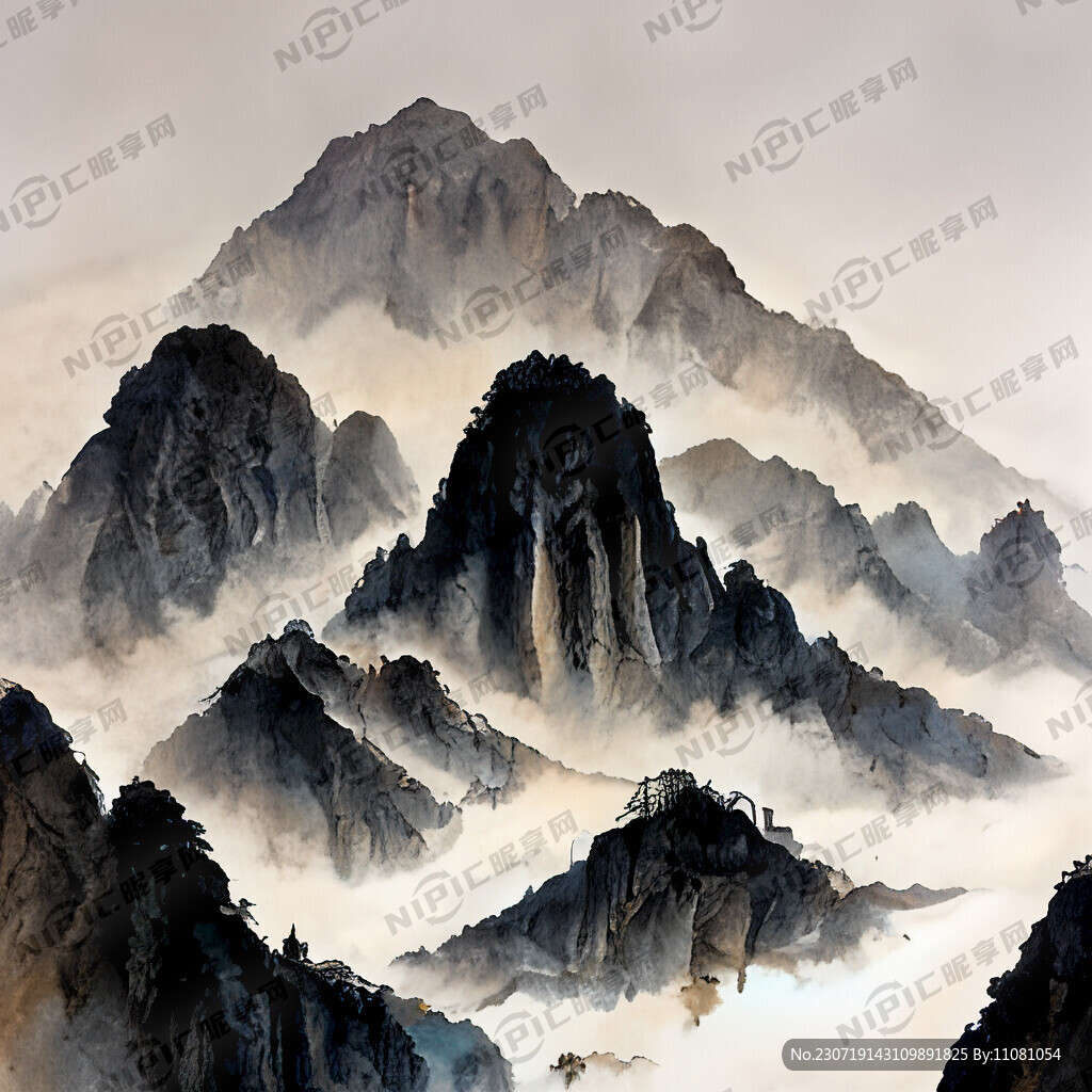 山谷 中国风 中国画 山水