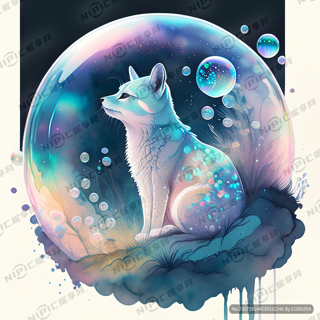 泡泡梦幻插画水彩画艺术创想全息
