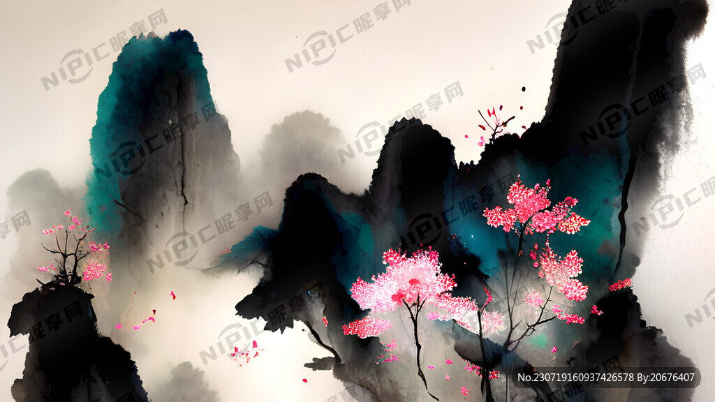 光影梦幻唯美新中式背景