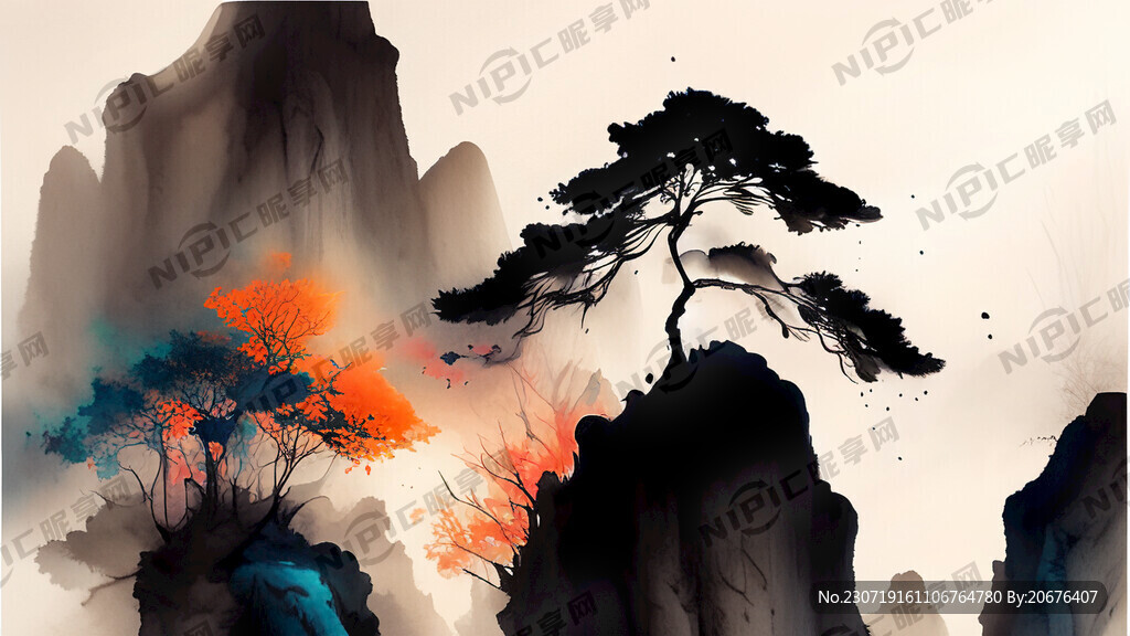 光影梦幻唯美新中式背景
