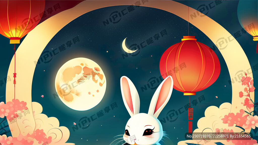 晚会背景画面 月亮 小兔子