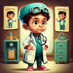 卡通儿童扮演医生游戏