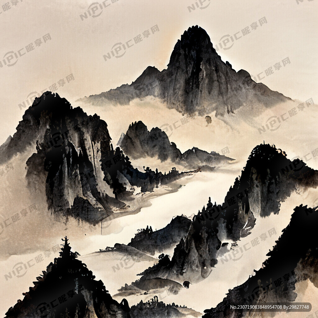中国风 中国画 山水 水墨风格