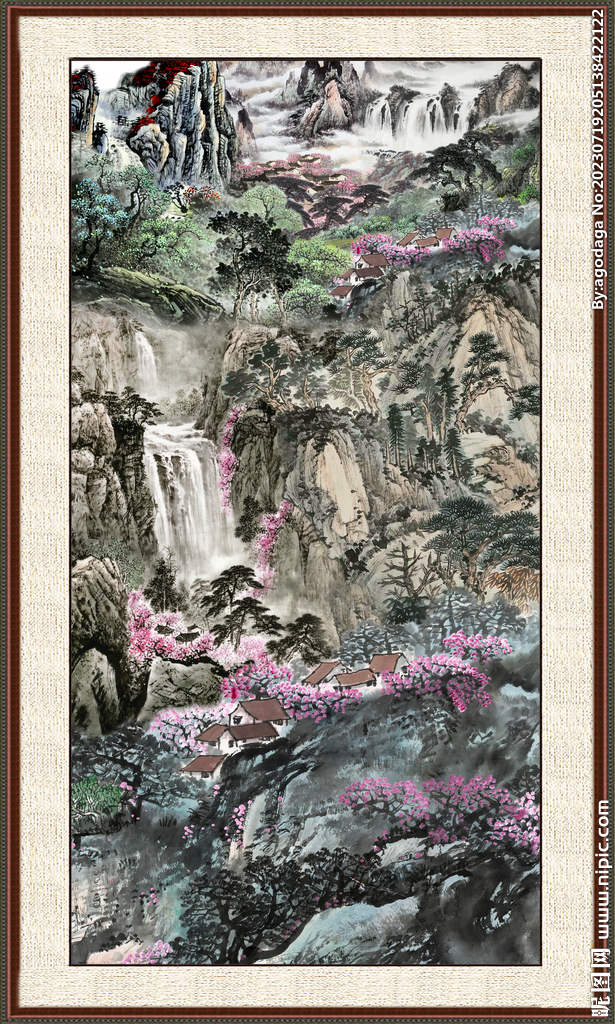 竖幅山水画 