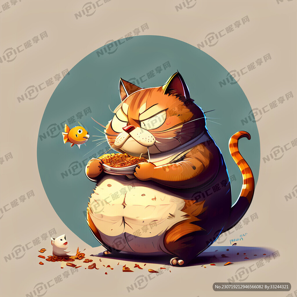 胖胖的 加菲猫 卡通 圆嘟嘟