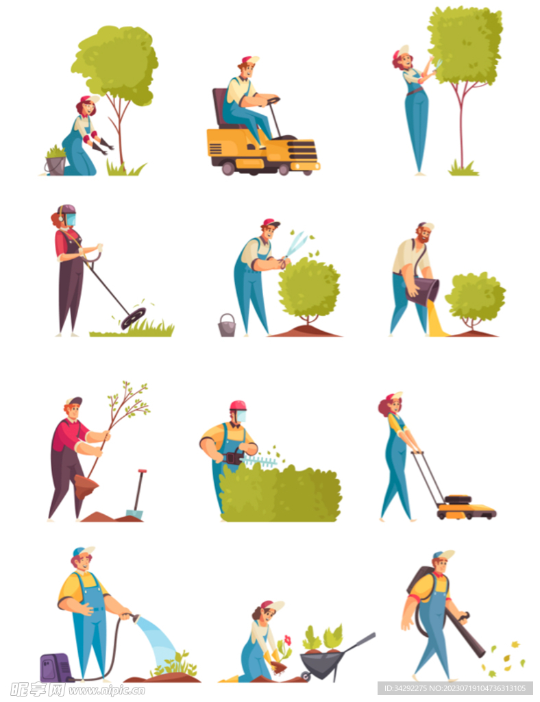绿化工人插画