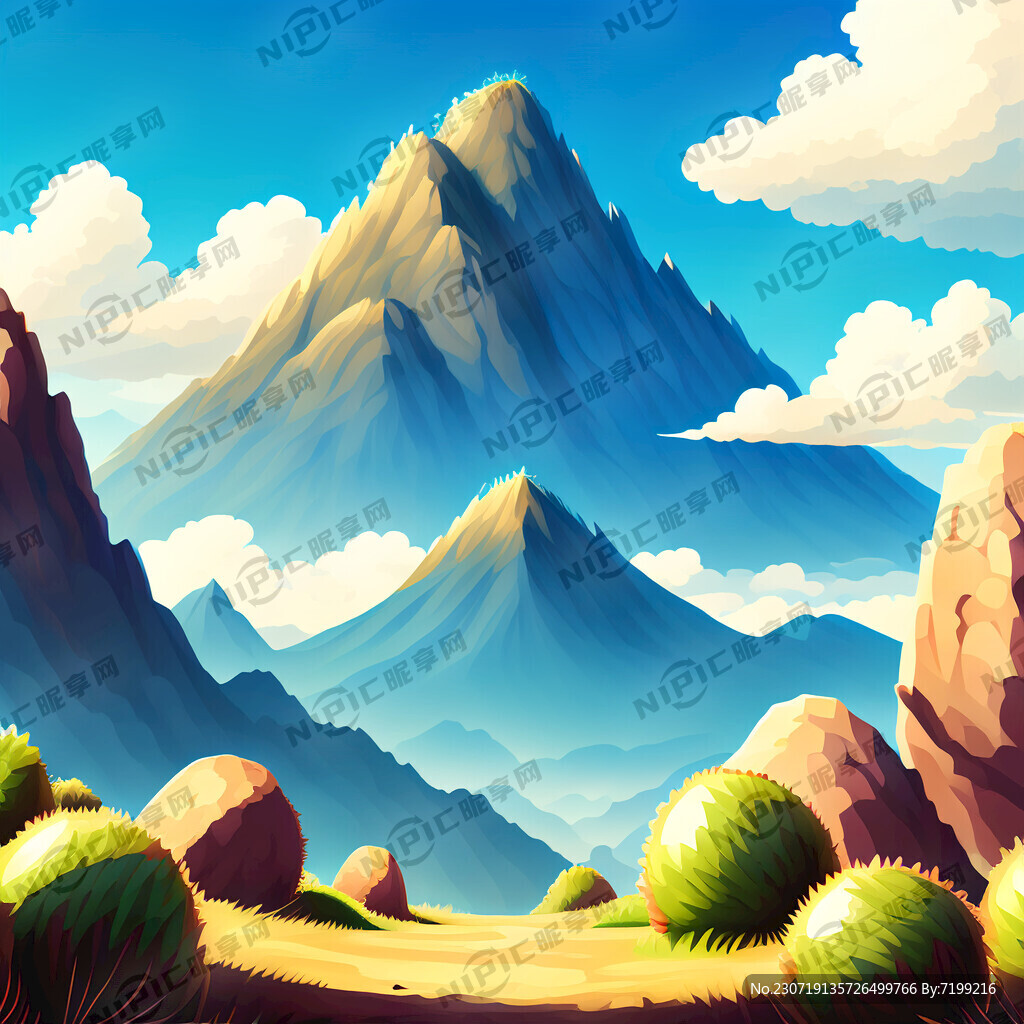 猕猴桃蓝天山景背景