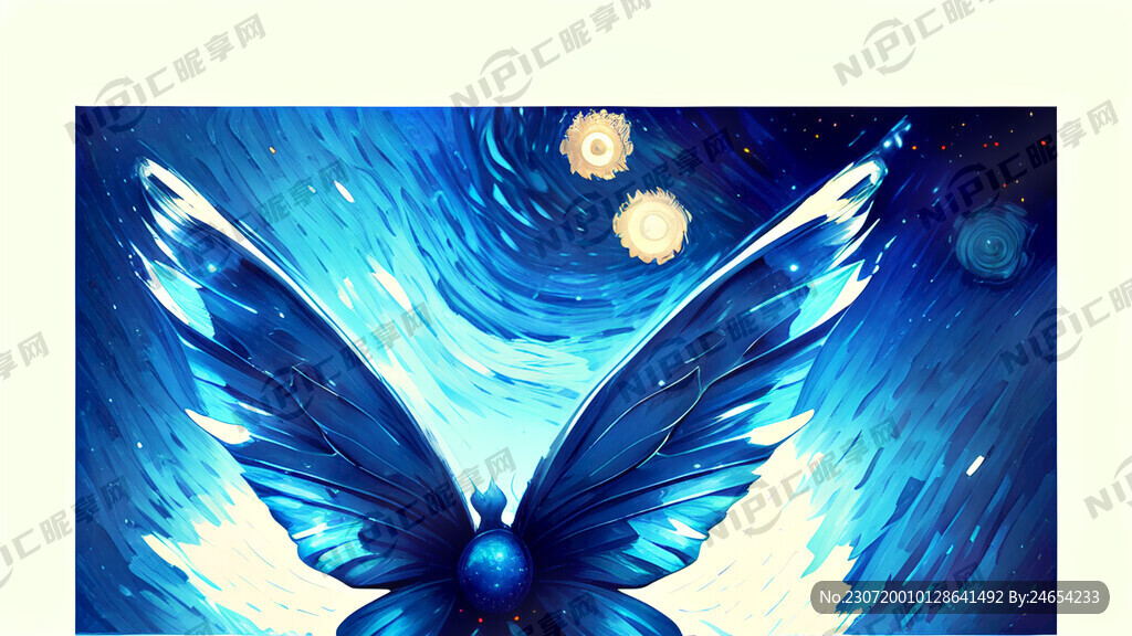 蓝色底 翅膀 星空