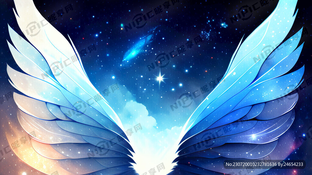 蓝色底 翅膀 星空 要有层次