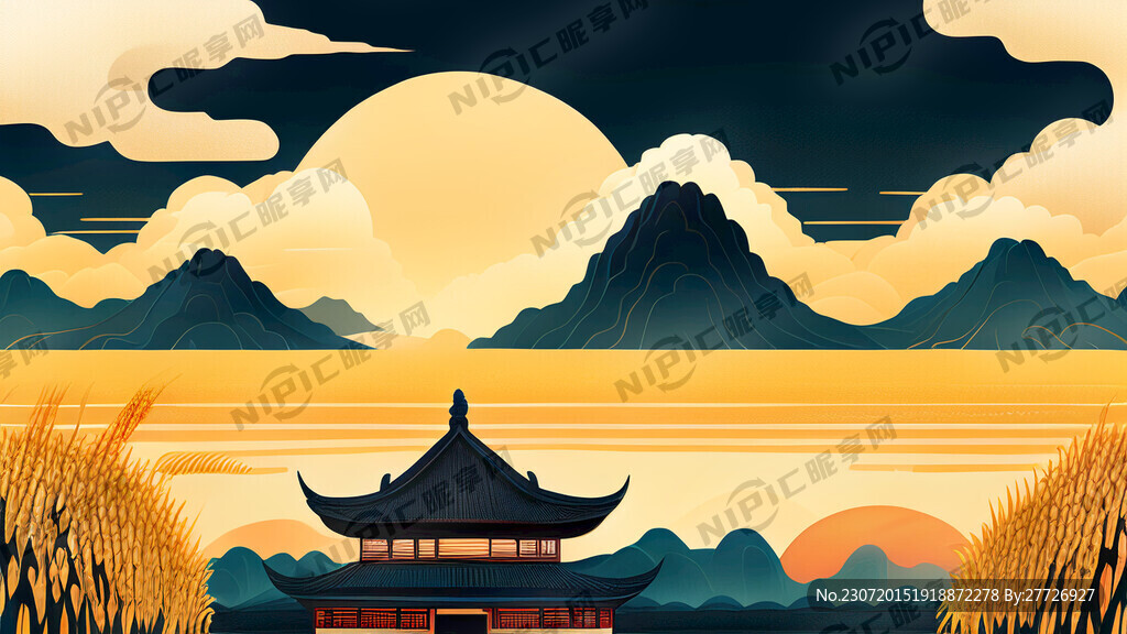 中国风 国潮插画 大米插画