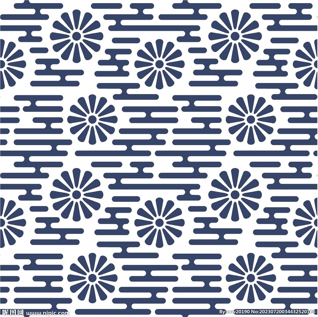 蓝色花纹