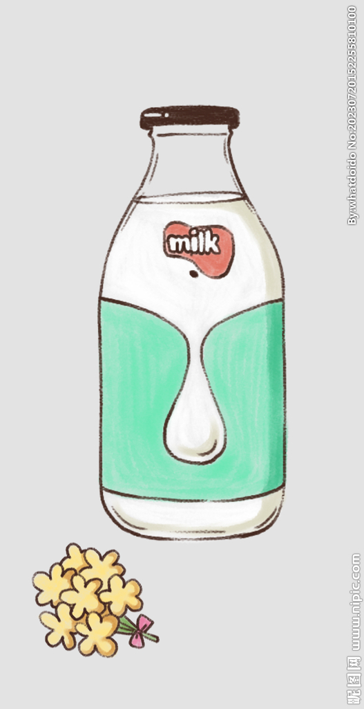 手绘牛奶瓶