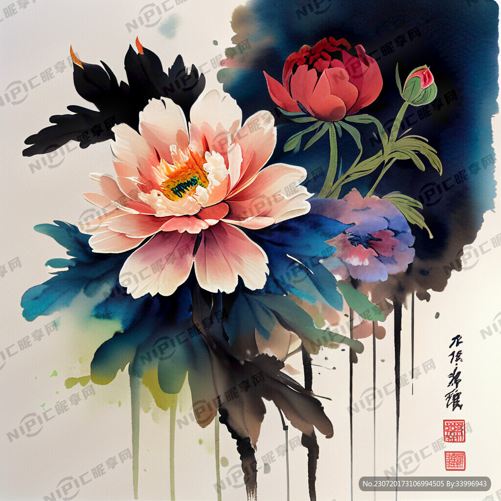 花卉 组合 水彩画