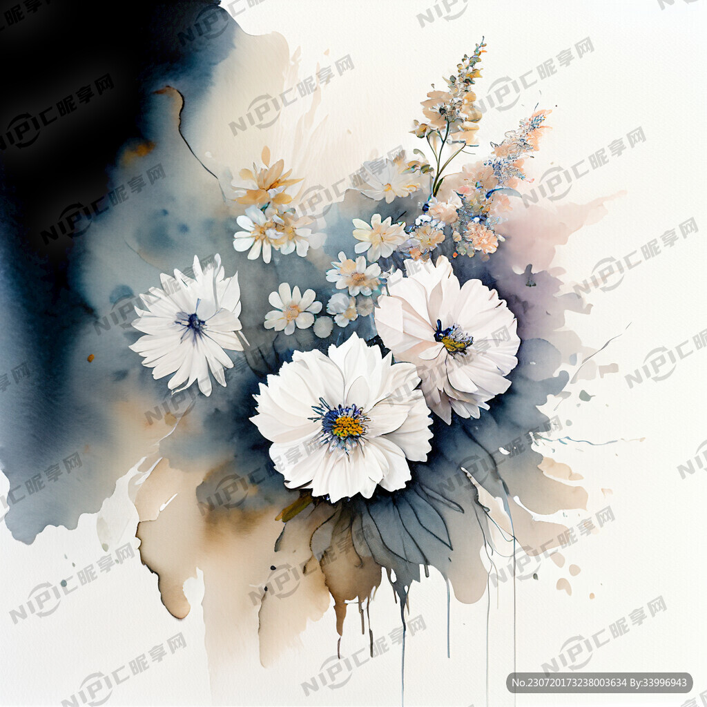 花卉 组合 水彩画
