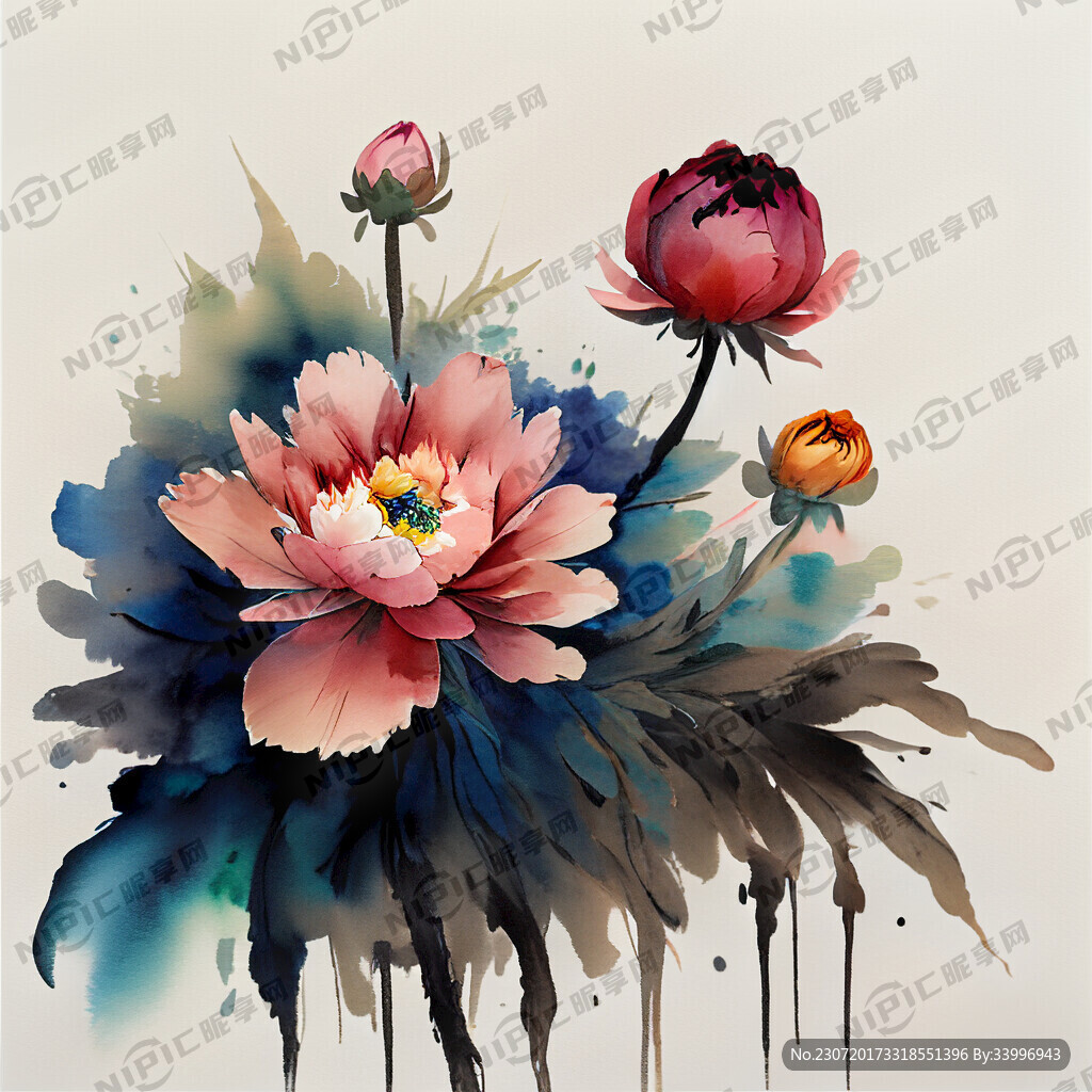 花卉 组合 水彩画