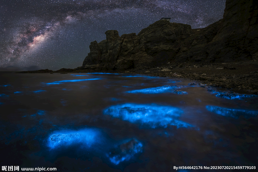 大连海边礁石星空