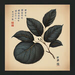 普洱茶叶，手绘