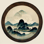 中国古风吉祥纹理，圆形
手绘