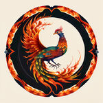 中国凤凰图案，圆形
手绘