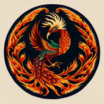 中国凤凰图案，圆形
手绘