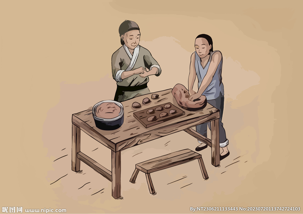 古代人做月饼