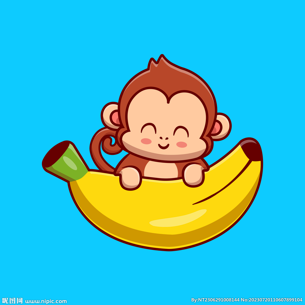卡通矢量猴子AI圖案素材免費下載，可愛卡通圖片，尺寸2084 × 2084px - Lovepik