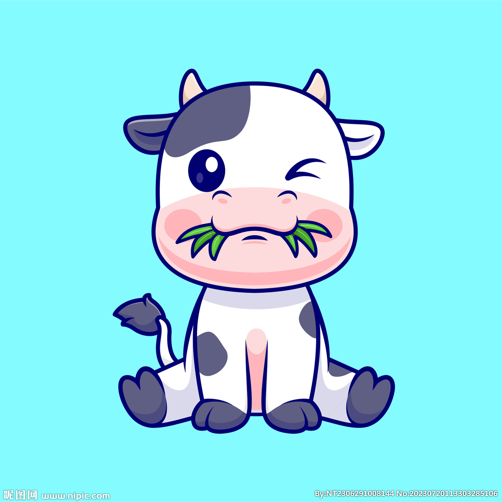 可爱卡通动物牛奶牛