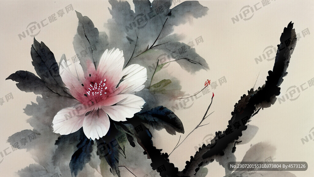 淡雅水墨花鸟