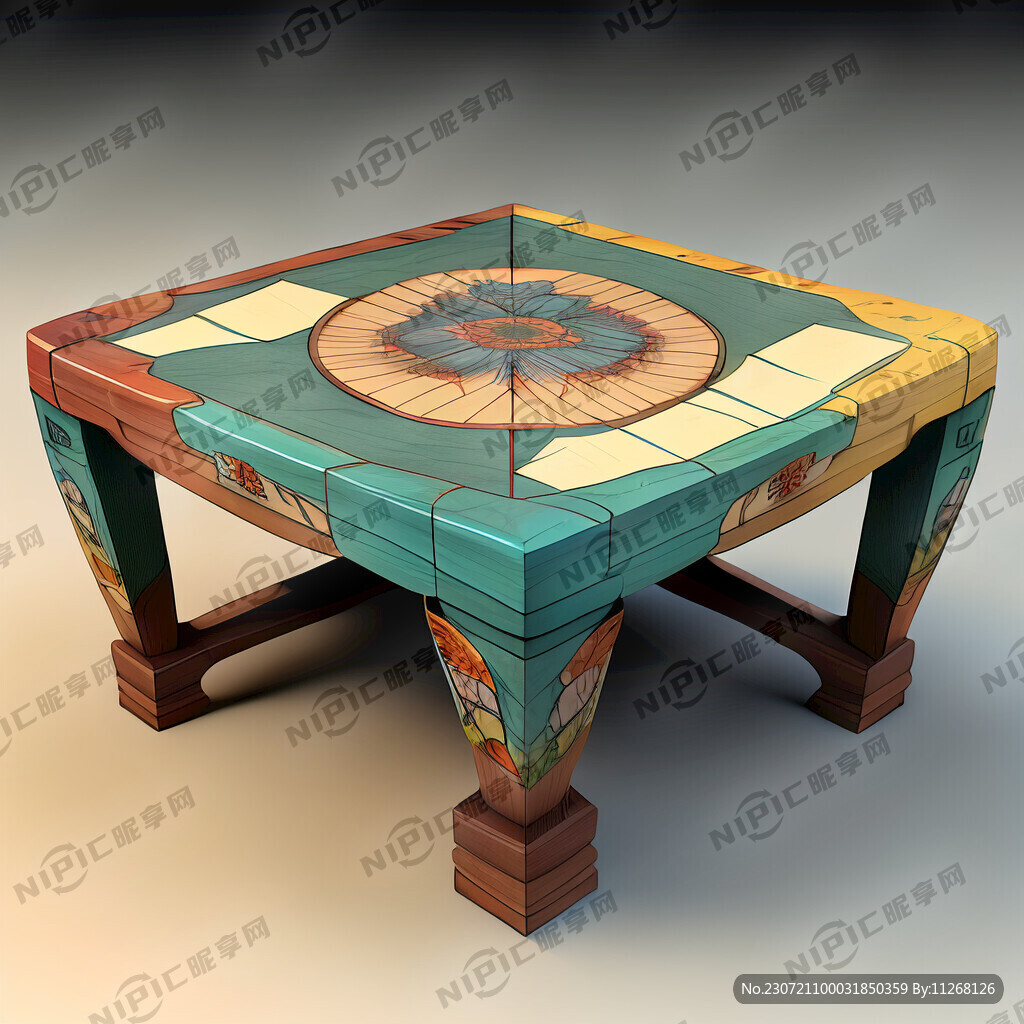 方形桌子 用唐三彩上色